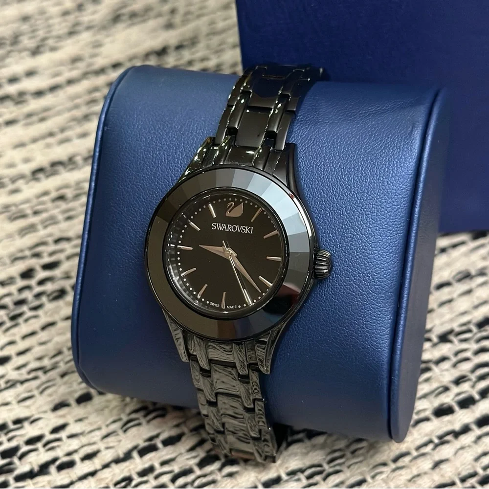 Swarovski Alegria 33mm Black Crystal Bezel Sunray Dial Watch